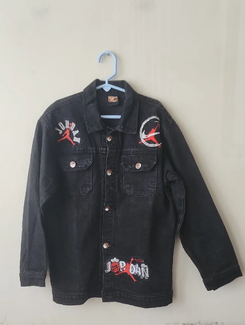 Jordan Black Embroidered Denim Bomber Jacket